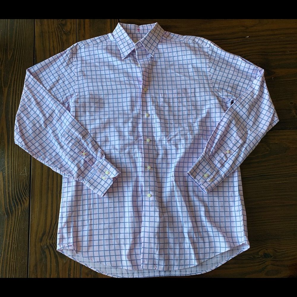 Tommy Bahama Long Sleeve Button Down Shirt, Pink/Blue Plaid, 15 1/2  34-35